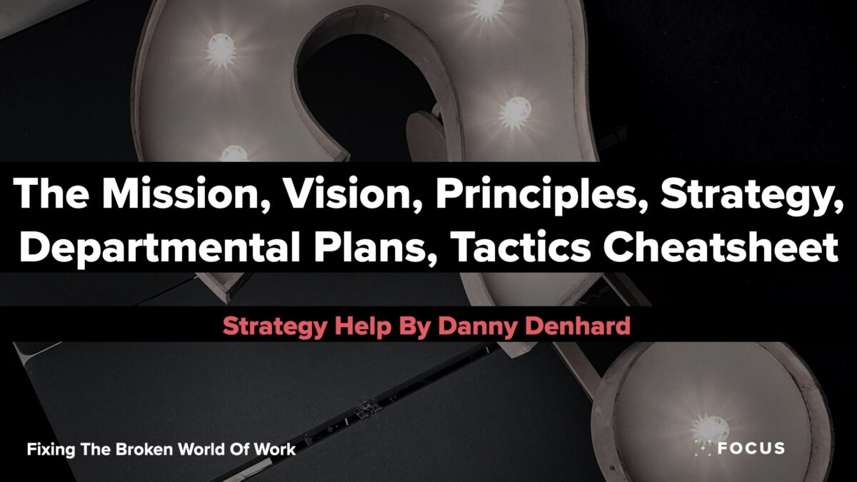 The Mission, Vision, Principles, Strategy, Departmental Plans, Tactics Cheatsheet