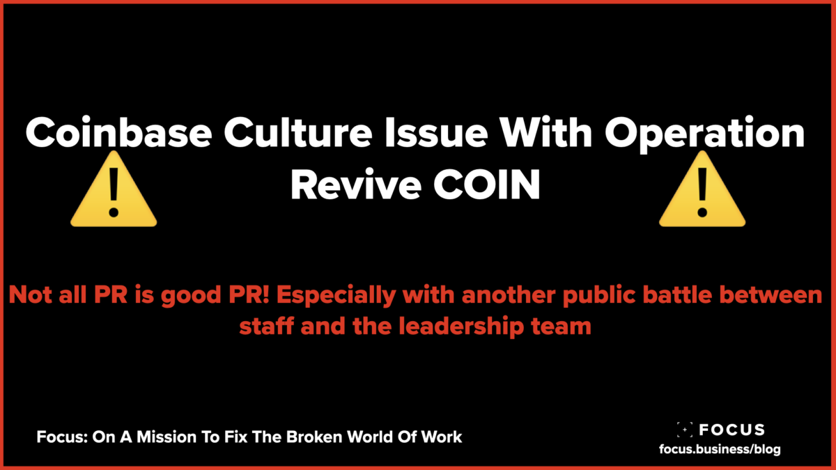 Coinbase Culture Issue With Operation Revive COIN